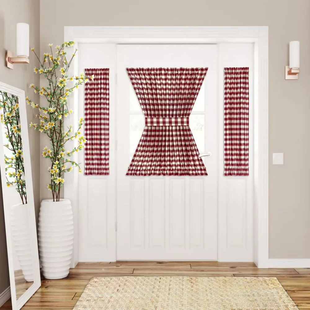 PowerSellerUSA French Door Curtain, Elegant Buffalo Plaid Curtains for Front
